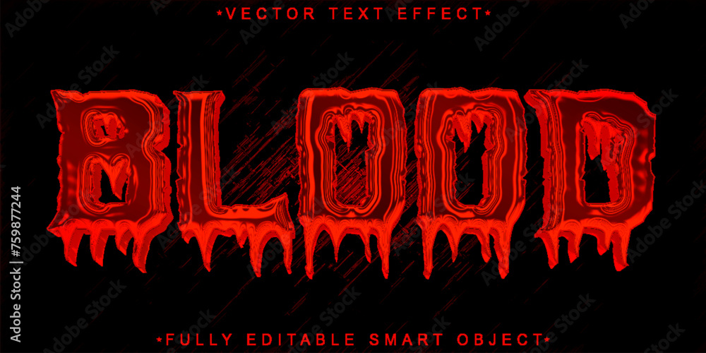 Poster red horror blood vector fully editable smart object text effect