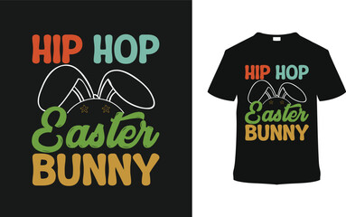 Hip Hop Easter Bunny T-shirt, vector illustration, graphic template, print on demand, typography, vintage, eps 10, textile fabrics, retro style,  element, apparel, easter day t shirt design, tee