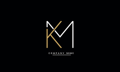 MK, KM, M, K Abstract Letters Logo Monogram