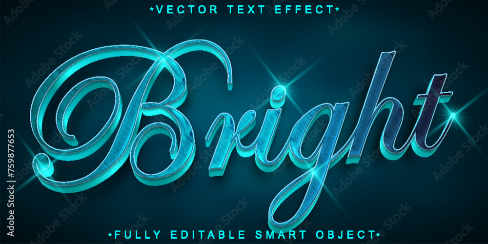 Poster turquoise shiny bright vector fully editable smart object text effect