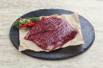 Raw beef machete steak for grill