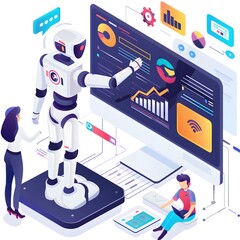 Working Professionals Icon Set: Laptop and Computer Users