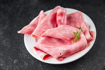 fresh ham slice pork meat food tasty eating appetizer meal food snack on the table copy space food background