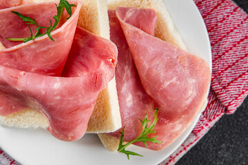 fresh ham slice pork meat food tasty eating appetizer meal food snack on the table copy space food background