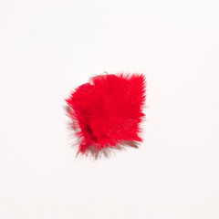 Red faux fur pattern on a white background.