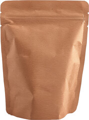 Brown kraft paper pouch packaging, cut out transparent