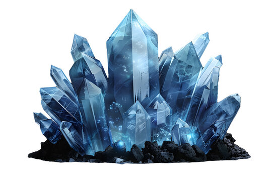 blue crystal gemstone isolated on transparent background