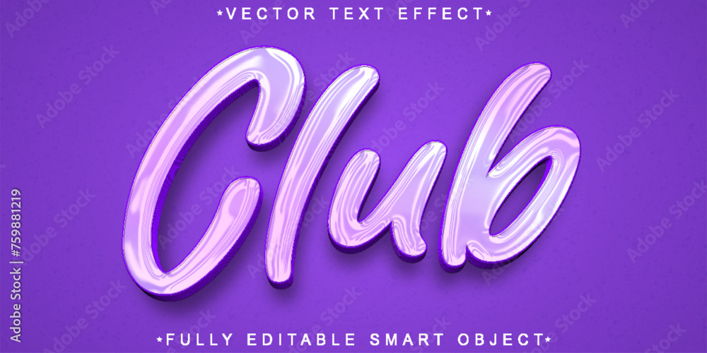 Poster soft purple club vector fully editable smart object text effect