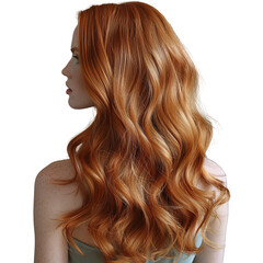 Fototapeta premium Woman With Long Red Hair and Blue Dress. Transparent PNG Background