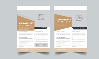 Fototapeta na wymiar Capability Statement design template layout with 2 concept 