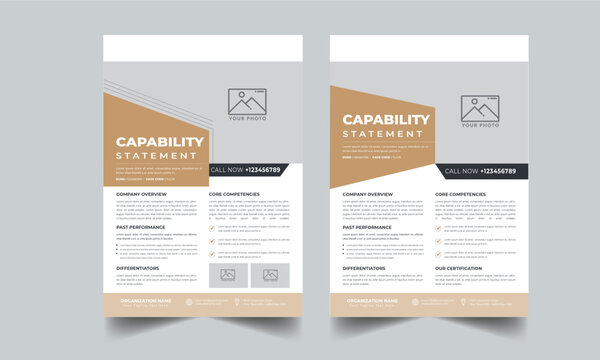 Capability Statement design template layout with 2 concept 