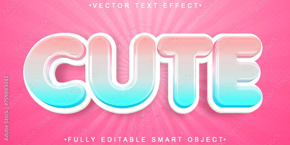 Aufkleber sweet colorful cute vector fully editable smart object text effect