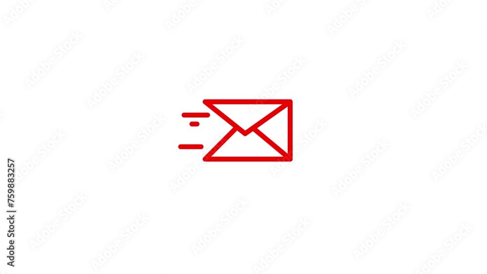 Poster send email icon animation on white background. sending and receive message concept