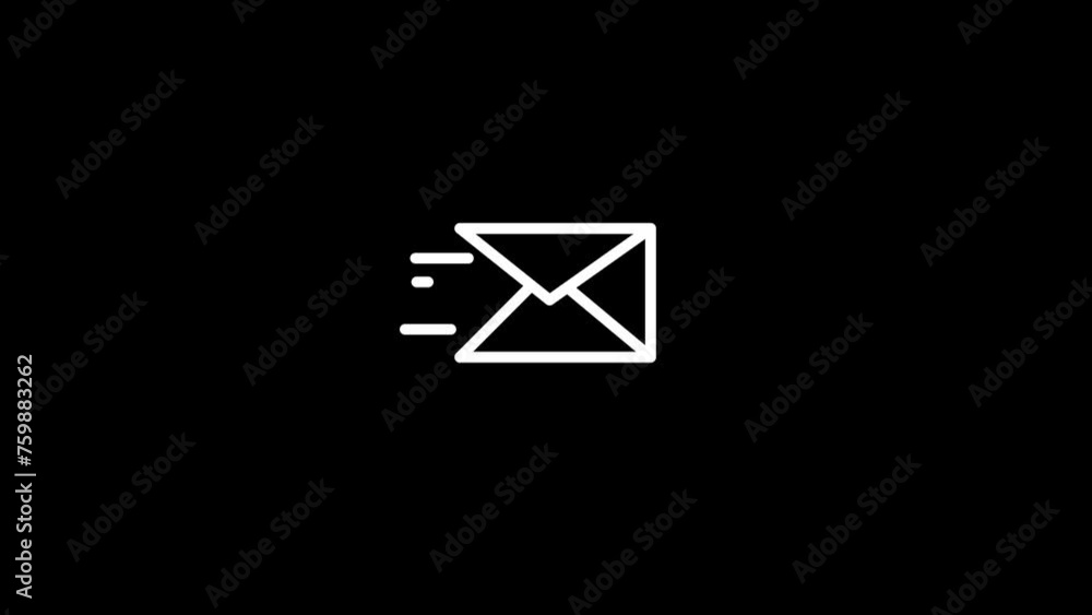 Poster send email icon animation on white background. sending and receive message concept