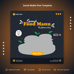 Food menu and restaurant Facebook Cover Banner Template