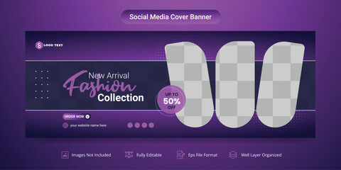 New Arrival Fashion Collection Social Media Facebook Cover Banner Template