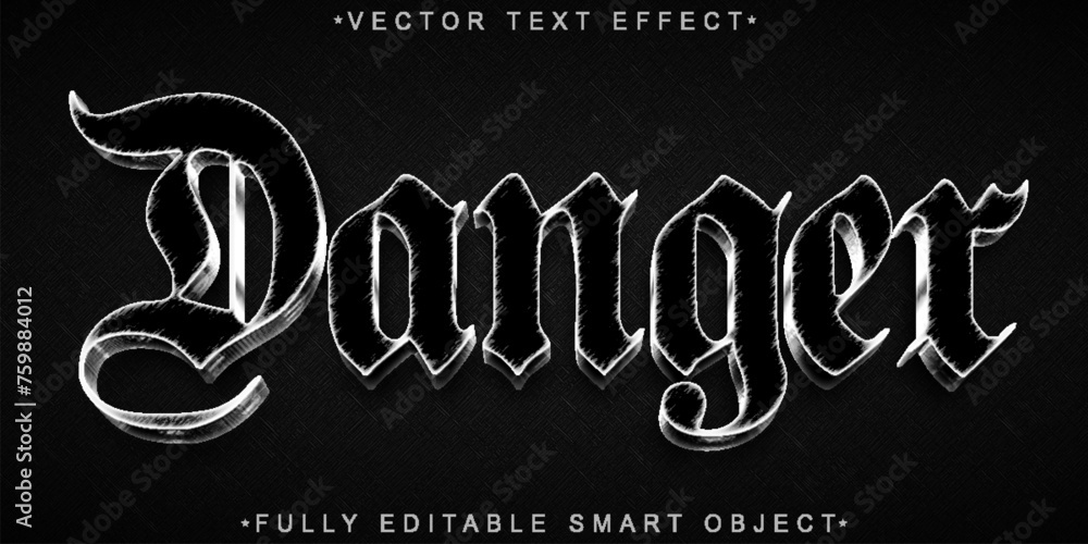 Poster silver dark danger vector fully editable smart object text effect