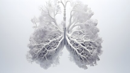 Captivating image highlighting the organic beauty of lungs on a pure white surface