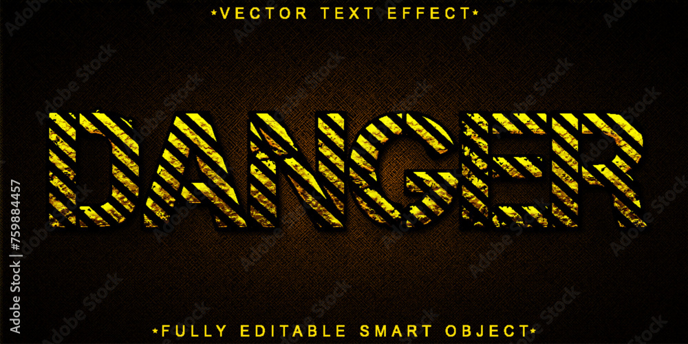 Poster yellow worn dark danger vector fully editable smart object text effect