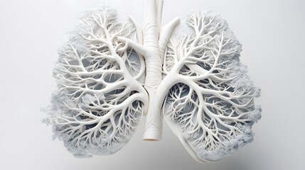 Detailed and lifelike portrayal of lungs against a white canvas, emphasizing realism