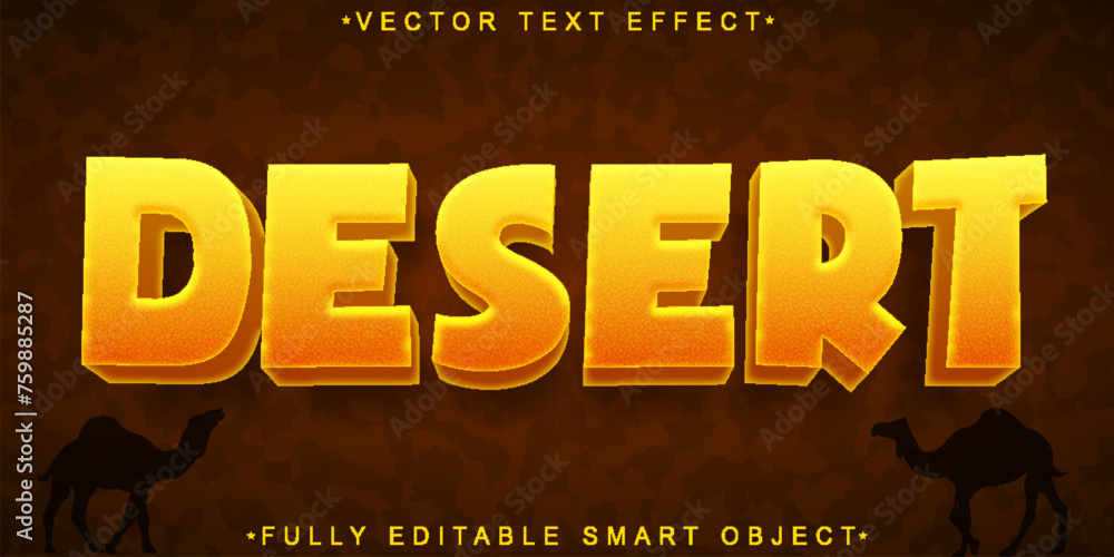Poster cartoon orange desert vector fully editable smart object text effect