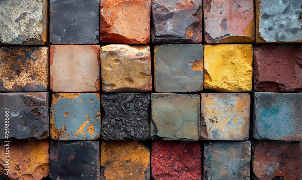 Poster abstract background texture made of colored stone tiles.