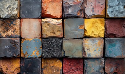 Abstract background texture made of colored stone tiles.