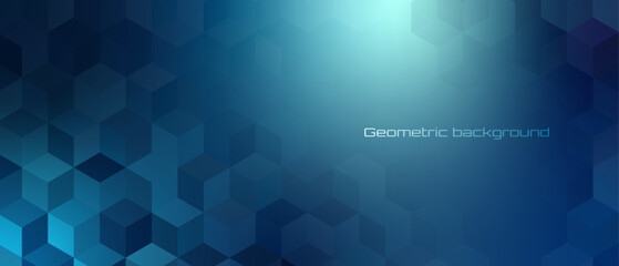Blue modern abstract background with hexagonal shapes.