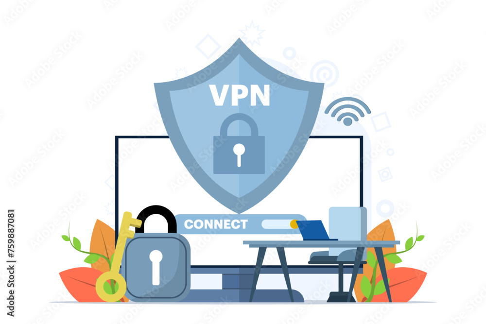 Aufkleber virtual private network concept. using vpn technology system to protect their personal data on smart
