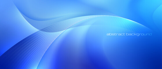 Blue modern wavy abstraction with soft curly lines.