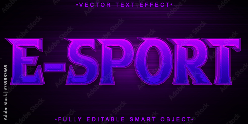 Poster purple esport vector fully editable smart object text effect