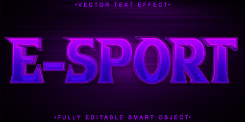 Fototapeta na wymiar Purple Esport Vector Fully Editable Smart Object Text Effect
