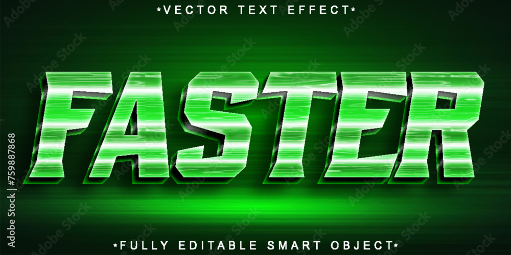 Poster green faster vector fully editable smart object text effect