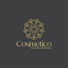 Abstract luxury linear trendy flower logo design template