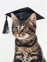 A cat wearing a graduation cap