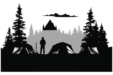 Camping silhouette Vectors  Illustrations Designe