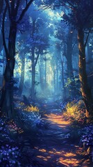 Digital painting of Dreamlike forest