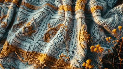 Soothing blanket, knitted with care, offering presence and solace - obrazy, fototapety, plakaty