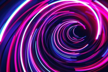 Dynamic display of neon pink trails swirling around neon rings Evoking a vibrant and energetic night scene