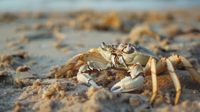 Crabs on the beach, walking free, the beach