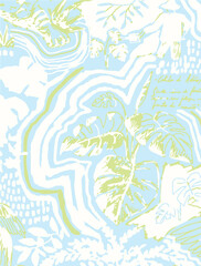 Fototapeta na wymiar Vectorial illustration flowers pattern. Big flowers tropical leaves. Botanical leafs, small design, big design, abstract multicolors effect watercolours beautiful textures.
