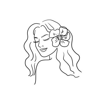 Основныеbeautiful woman with a flower in her hair, stock vector illustration RGB