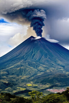 image of a volcano emitting volcanic smoke
