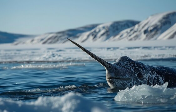 A narwhal as an ice sculptor, crafting intricate sculptures with its tusk in the Arctic