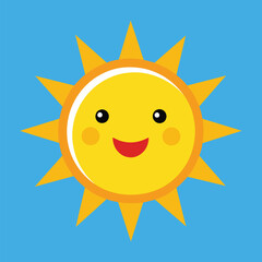 Cute cartoon smiling sun. funny sun vector on an isolated background