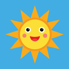 Cute cartoon smiling sun. funny sun vector on an isolated background