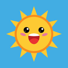 Cute cartoon smiling sun. funny sun vector on an isolated background
