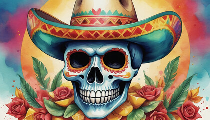 Illustration Of Cinco De Mayo With Skull Mask