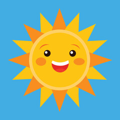 Cute cartoon smiling sun. funny sun vector on an isolated background