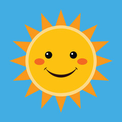 Cute cartoon smiling sun. funny sun vector on an isolated background